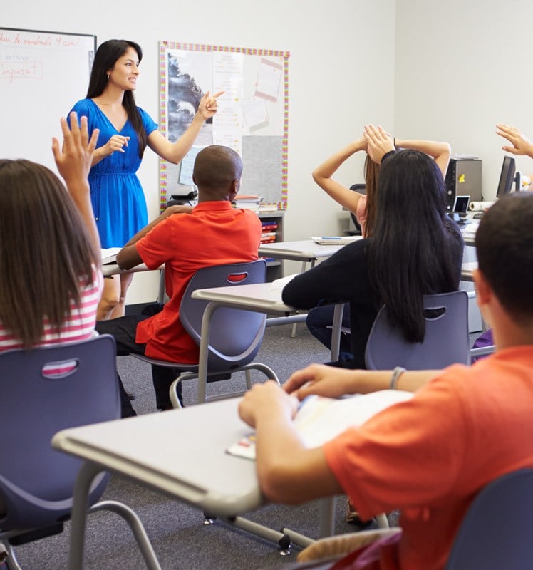 Woman teaching a class