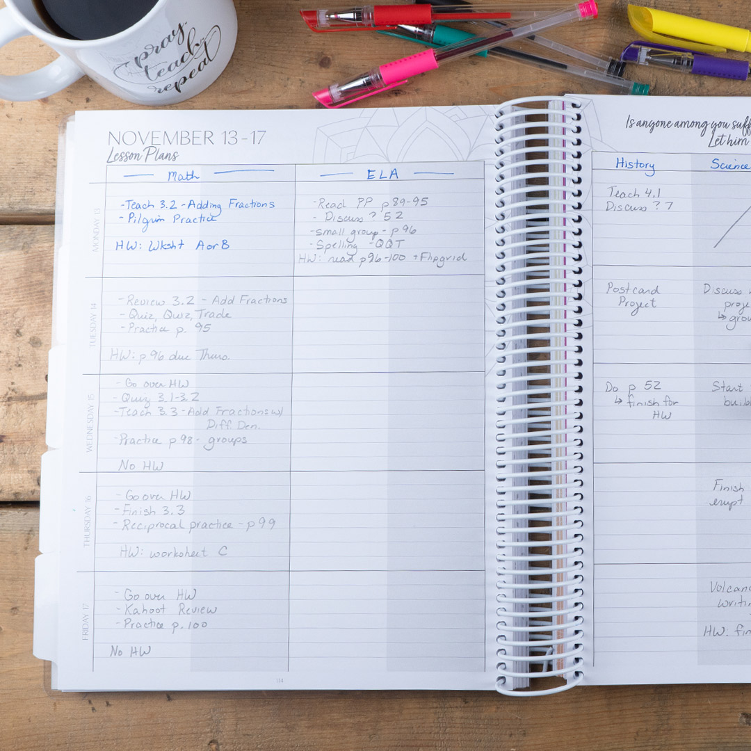 Christian teacher planner lesson planning pages