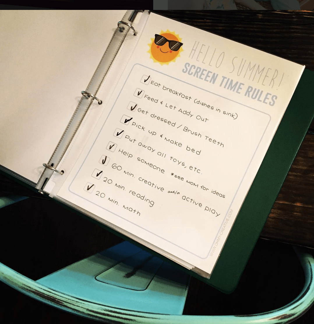 Screen time checklist for summer screen time checklist for summer - teacher mom ideas
